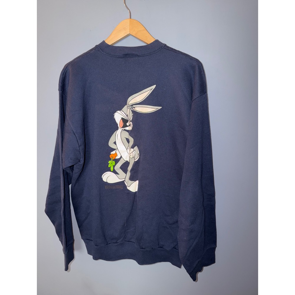 Vintage 1992 Bugs Bunny‎ Velva Sheen Sweatshirt Navy Blue XL Looney Tunes USA